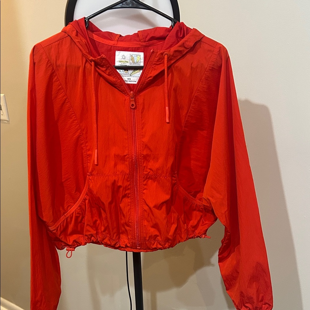 Red Hooded Windbreaker Jacket